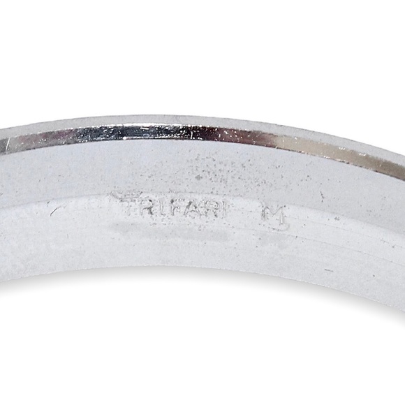 Vintage Crown Trifari Bangle Bracelet Wide Textured Silver Tone Geometric 1960s - Picture 4 of 4